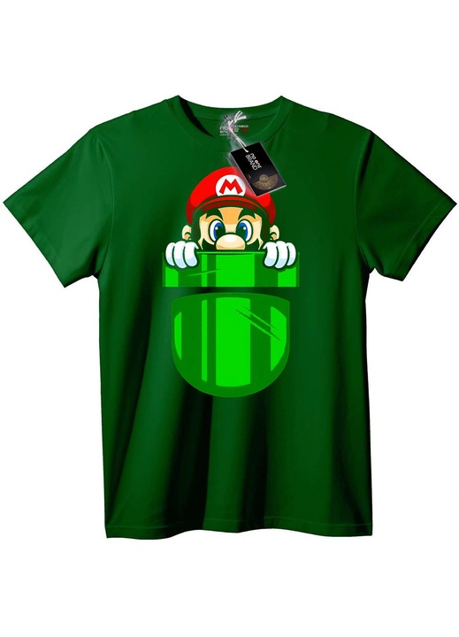 Tricou Mario care наднича dintr-o țeavă verde, Verde englez