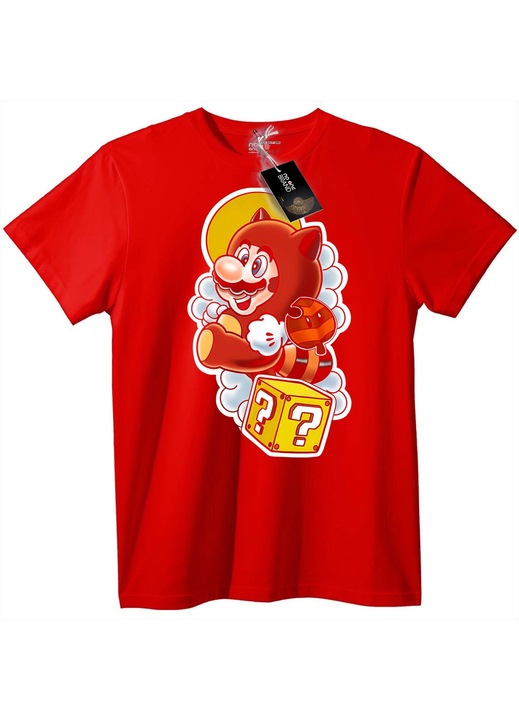Tricou Super Mario Culoare de Foc, Rosu