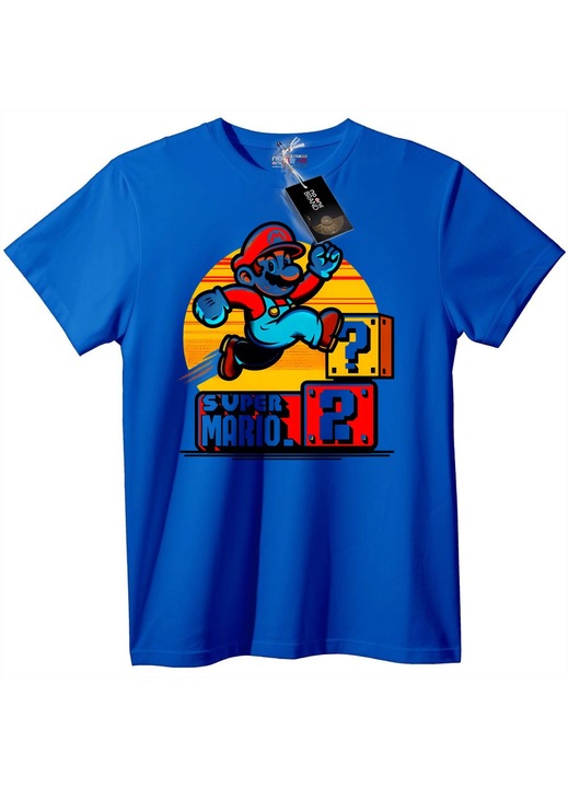 Tricou Retro Super Mario, Albastru