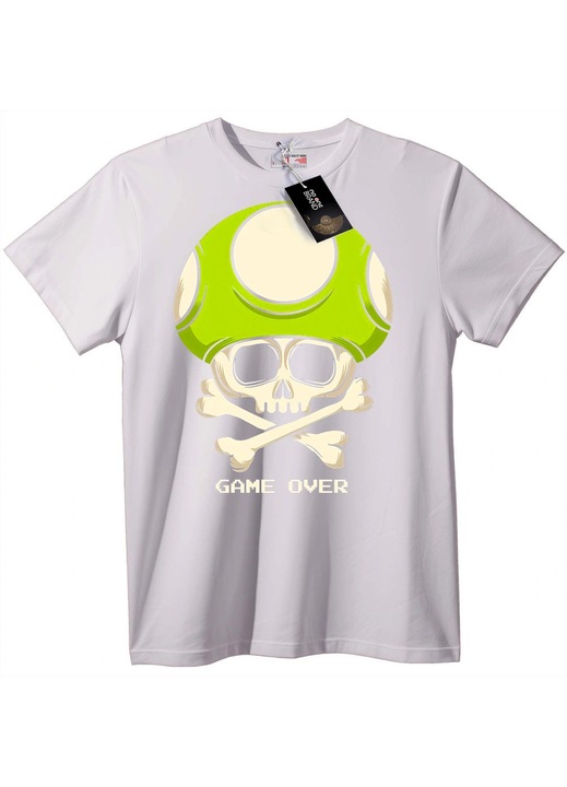 Tricou Burete Craniu Game Over, Alb
