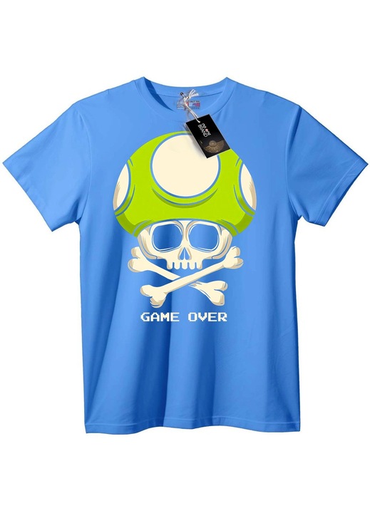 Tricou Burete Craniu Game Over, Albastru deschis