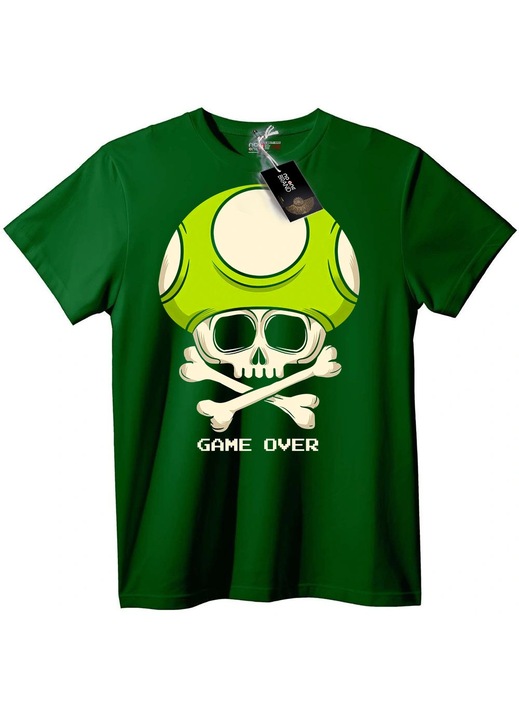 Tricou Burete Craniu Game Over, Verde englez