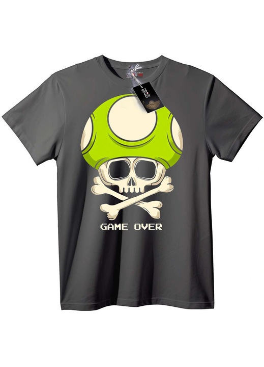 Tricou Burete Craniu Game Over, Gri
