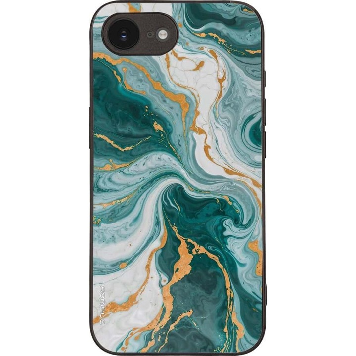 Husa telefon Sonique Marble Series pentru Apple iPhone 16, verde, silicon, design modern, protectie antisoc