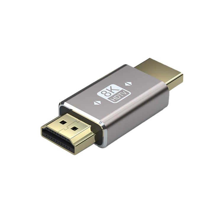 HDMI 2.1 csatlakozó adapter, 180 fokos szögben, apa-apa aranyozott, 8K@60Hz támogatás, kompatibilis laptoppal, monitorral és projektorral, 1 darab