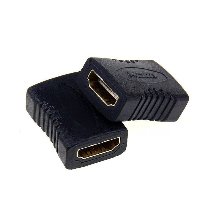 HDMI anya-anya aranyozott csatlakozó adapter, fekete színű, HDMI jelhosszabbító adapter televízióhoz, projektorhoz, játékkonzolhoz, 2 darab