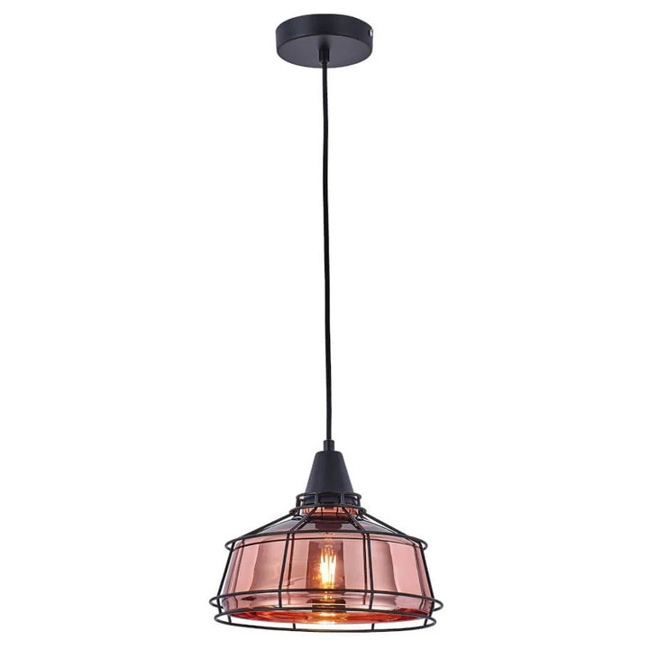 Pendul Factory KL111007, 1xE27, cupru+negru, IP20, Klausen