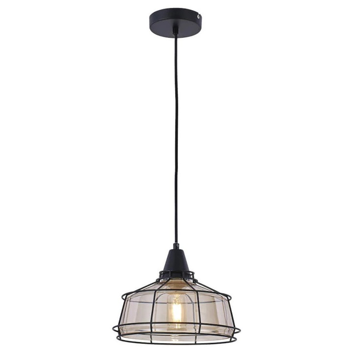 Pendul Factory KL111008, 1xE27, ambra+negru, IP20, Klausen