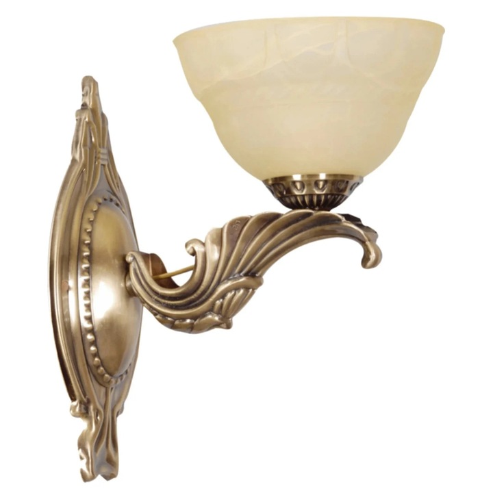 Aplica Alexia KL7034, 1xE27, bronz + crem, metal + sticla, stil clasic vintage, Klausen