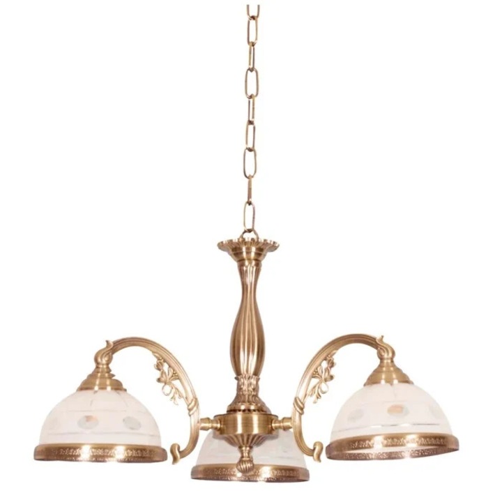 Candelabru Camille KL7021, 3xE27, bronz + alb, metal + sticla, stil clasic elegant, Klausen