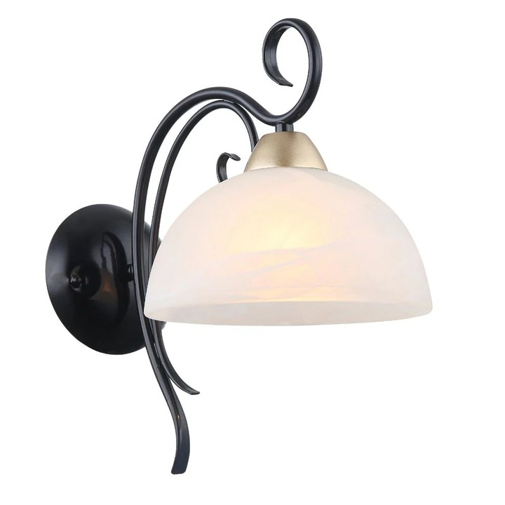 Aplica Tialda KL6390, 1xE27, negru + bronz + alb, metal + sticla, stil clasic, Klausen