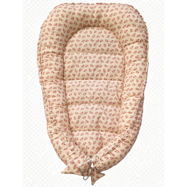 Cosulet bebe (Baby Nest) pentru dormit 90x50 cm, bumbac Oeko Tex, PPBN001trandafiri, Primii Pasi