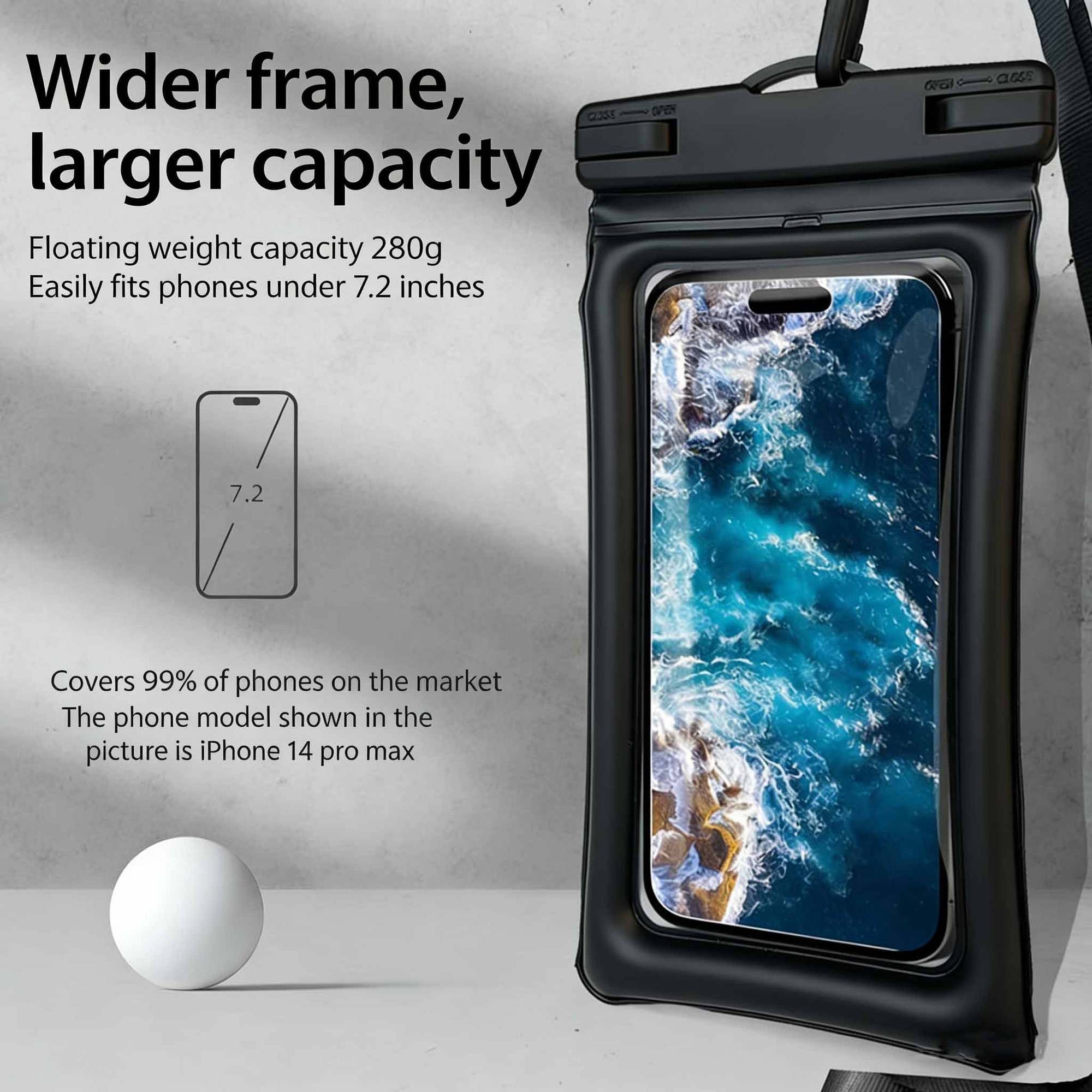 Husa telefon impermeabila IPX8 sub apa, compatibila telefoane pana la 7 inch iPhone Samsung Xiaomi, transparenta