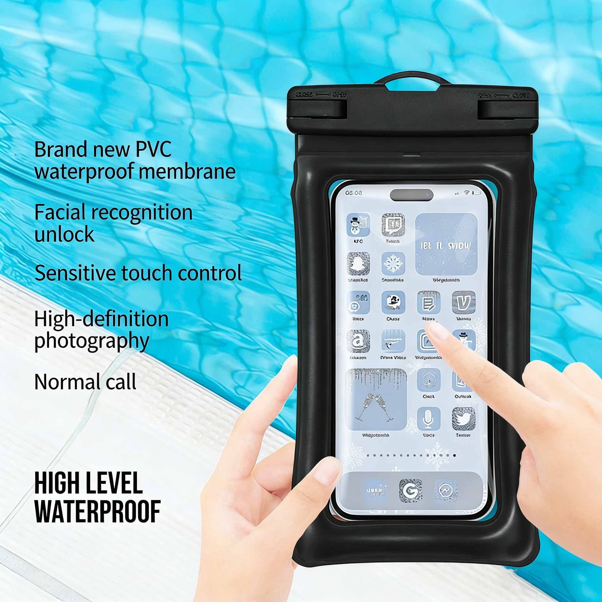 Husa telefon impermeabila IPX8 sub apa, compatibila telefoane pana la 7 inch iPhone Samsung Xiaomi, transparenta