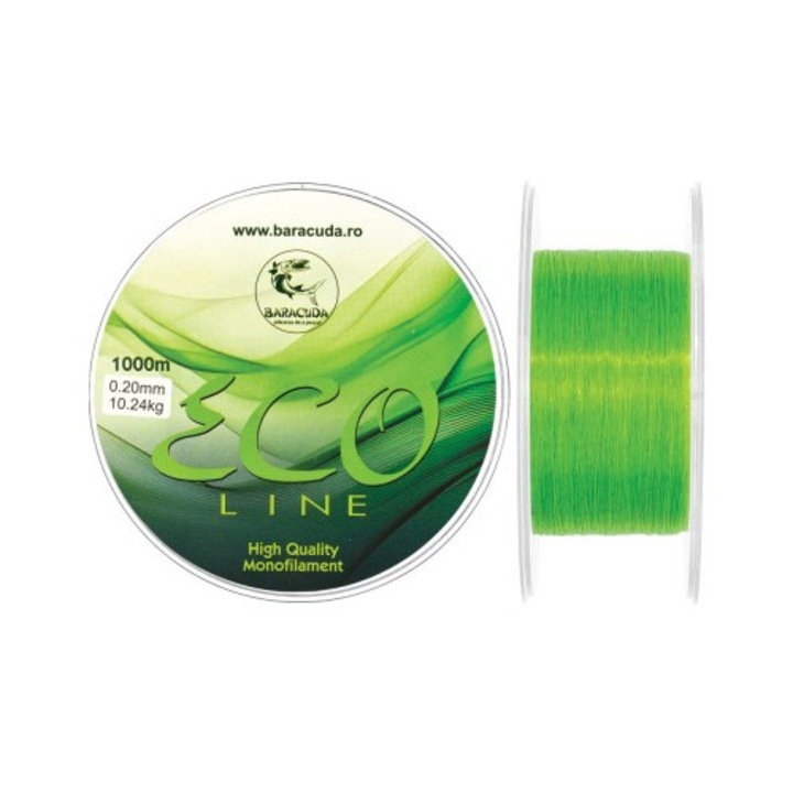 Nylon/monofilament Baracuda Eco Line 1000 m, verde fluo, rezistent la abraziune/tractiune 0.31 mm