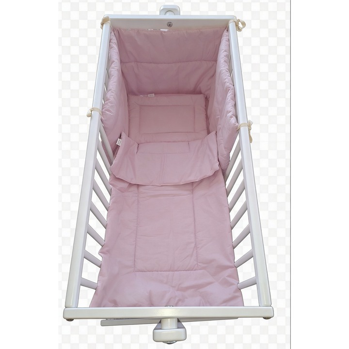 Set lenjerie matlasata 4 piese, 90x40cm, bumbac Oeko Tex, Primii Pasi