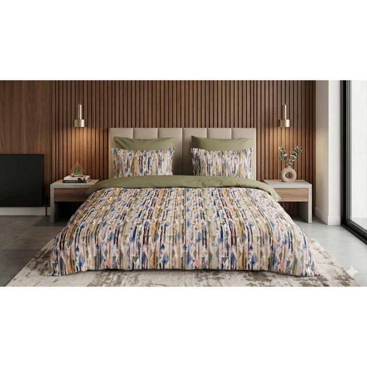 NufJoy® KING SIZE Ágyneműhuzat, 100% LUXUS PAMUT Ágynemű, 4 részes, Megfordítható, Digitális nyomtatás, Gumis lepedő 160x200 cm-es matrachoz, Paplanhuzat 200x230 cm, 2 Párnahuzat 50x70, Ajándékdoboz, Urban Tribe