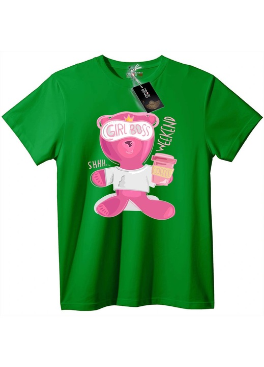 Tricou Fată Șefă Ursuleț de Weekend, Verde
