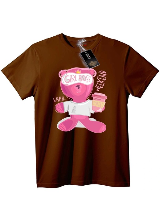 Tricou Fată Șefă Ursuleț de Weekend, Maro