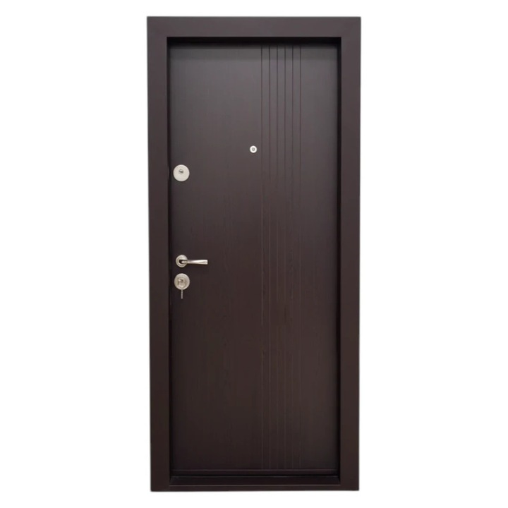 Usa metalica de apartament cu izolatie si vizor Novo Doors First Class NDS31, Deschidere Stanga Dreapta, Dimensiune 200X88 cm, Tabla 1.2 mm, Kit complet, Wenge