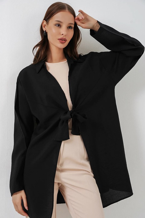 Kimonou plaja, Big Dart, cu detaliu la legare, negru, S INTL