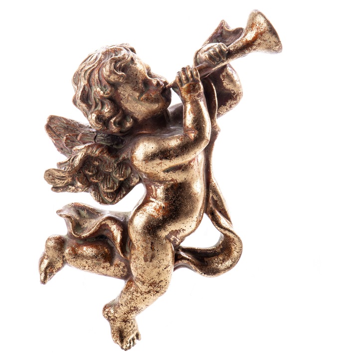 Ornament perete ingeras decorativ, finisaj bronz antichizat, stil clasic