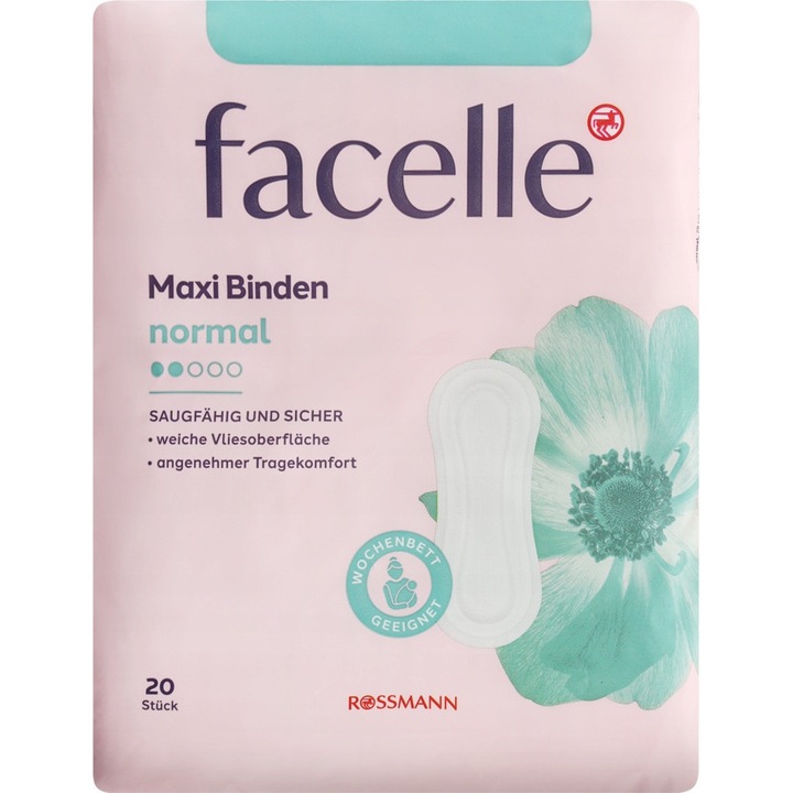 Facelle Maxi Normal tampon, 20 db, 97x235mm, 8mm vastagság