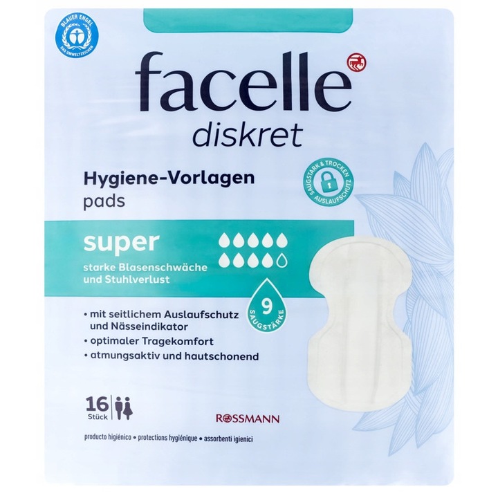 Facelle Diskret tampon, Super, 16 darab, nagy nedvszívó képesség, szivárgás elleni védelem