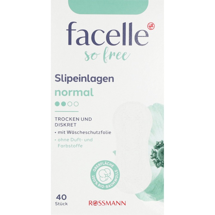 Tampoane higienice Facelle So Free, normal, 40 bucati, 100% bumbac organic, protectie activa impotriva mirosurilor