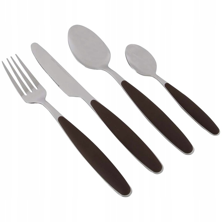 Set de tacamuri din otel inoxidabil, 16 piese, culoare brown, pentru 4 persoane