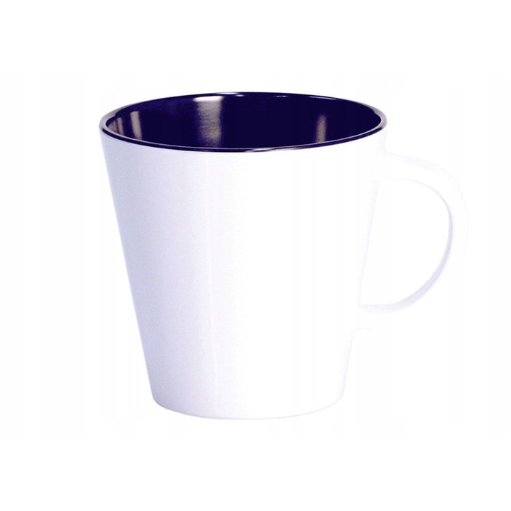 Set 4 cani melamina Linea Line Black, 350 ml, alb/negru, 8,5x10 cm