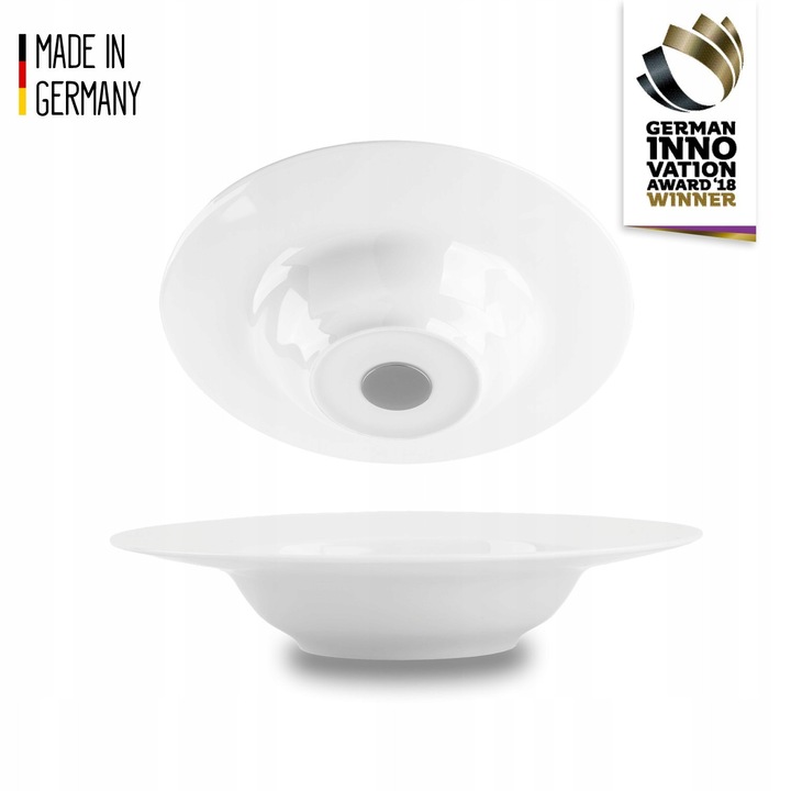 Silwy mélytányérok, porcelán mágnessel az alján, egymásra rakható, fehér, 2 darabos készlet, 320 ml, O 23,5 cm, lakóautóhoz és hajóhoz