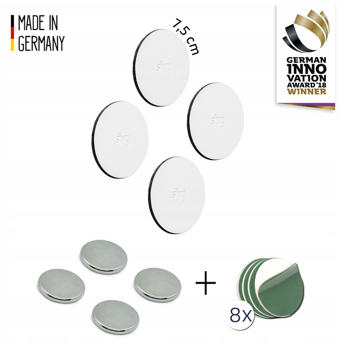 Set magneti Silwy rotund argintiu negru 2.8x0.3cm 7.5x0.2cm 16 piese
