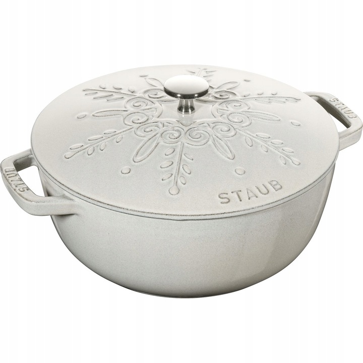 Oala Staub Special Cocotte, zeliwna, 3.6 l, alba, cu capacitate antiaderenta