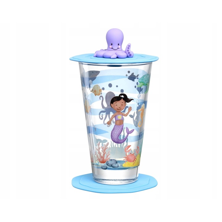 Pohár Bambini, Leonardo, 300ml, tengeri design, tetővel és tartóval