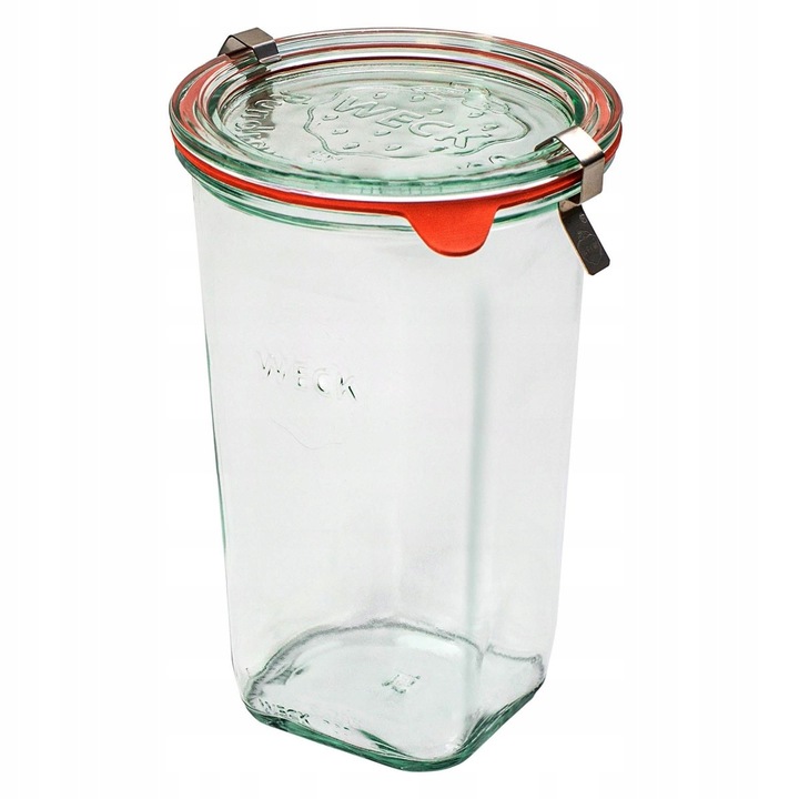 Sertare WECK Quadro 795 ml (set 6) cu capac si cleme, sticla, 100x160mm