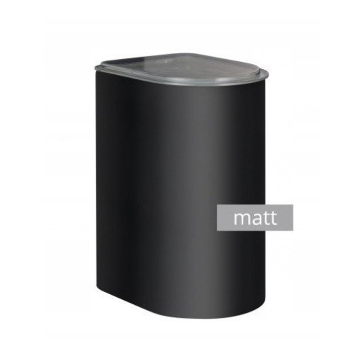 Wesco Loft matt fekete fém ételtároló doboz, 3l, akril tetővel, méretei 21x11.5x16.5cm