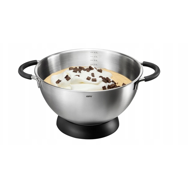 Bol de amestecare GEFU MESCO 24cm, 4L, inox, cu manere din silicon