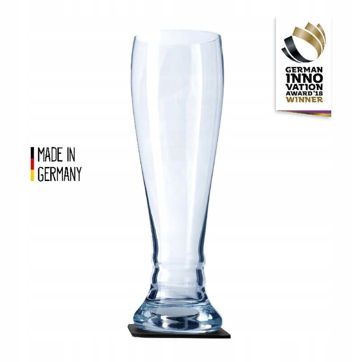 Pahar magnetic pentru bere Silwy, 500ml, cristal, transparent, 25,6x8,1x8,1cm, set cu suport antiderapant