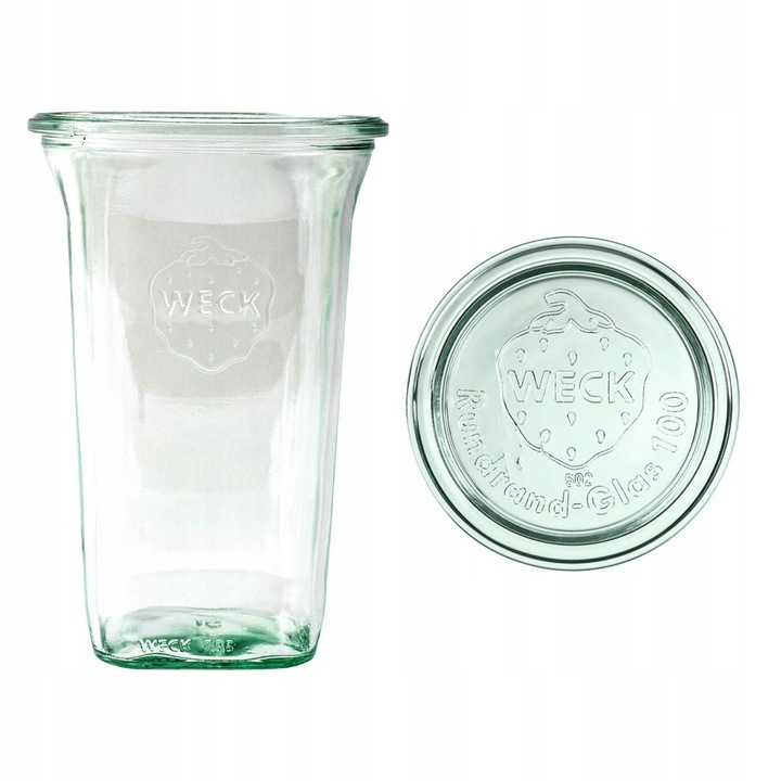 Borcan Weck Quadro 795ml cu capac - set 6 bucati, sticla, 100x160mm