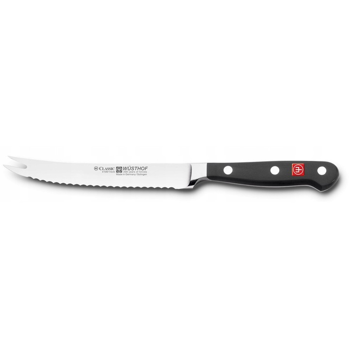 Cutit pentru rosii/citrice Wusthof Classic 14 cm, otel inoxidabil, maner sintetic, made in Germany