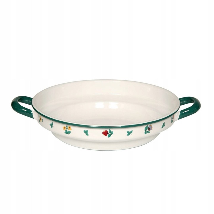 Bol ceramic 3l Riess, 28cm, cu doua manere, emaliata, multicolor
