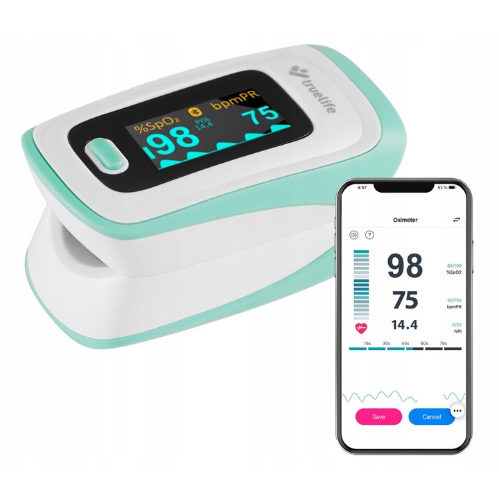 Пулсоксиметър TrueLife Oximeter X3, измерване на SpO2 и пулс, OLED, 62x37x32мм
