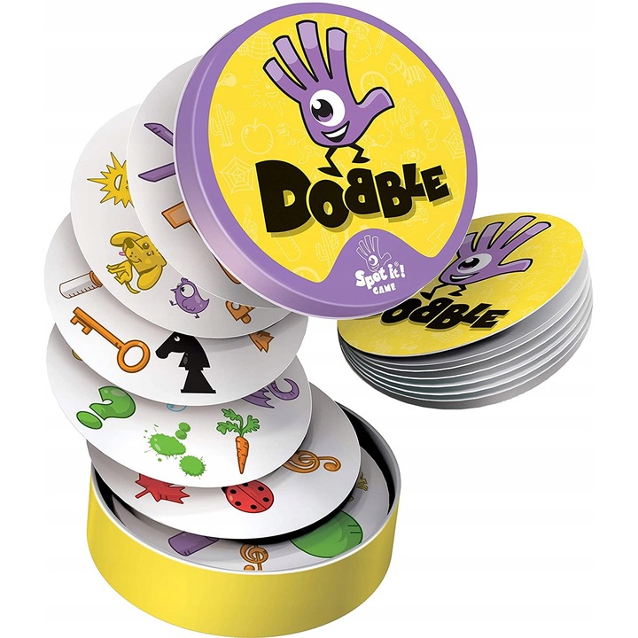 Társasjáték, Asmodee, Dobble Classic, 55 kártya, fém doboz, 6+