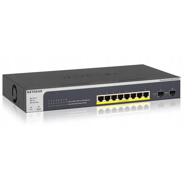Управляем комутатор Netgear GS510TPP 8 порта PoE+ черен 460x230x90mm