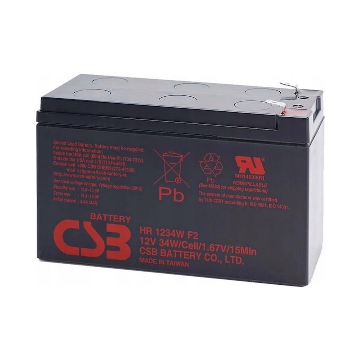 Akumulator CSB HR 1234 WF2 12V 9Ah, 151x65x94mm, fara intretinere