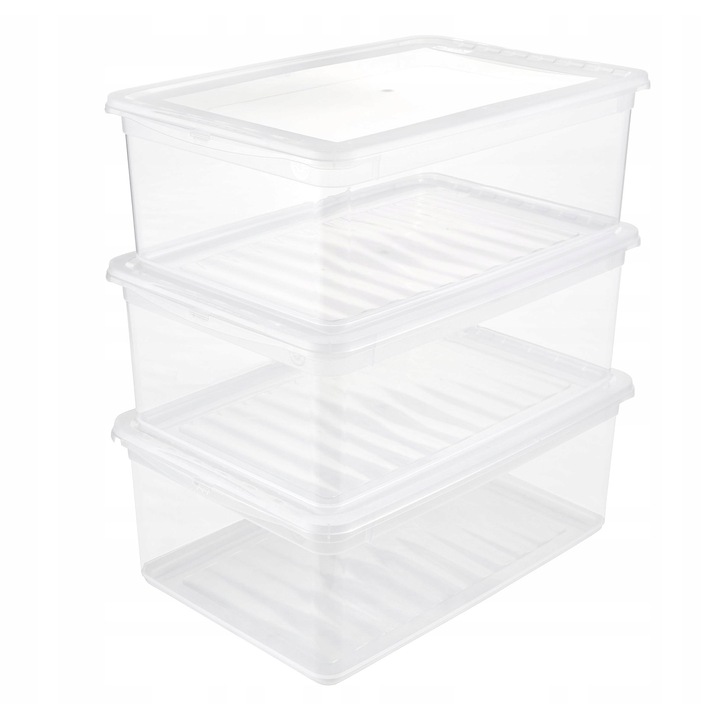 Bea tárolódoboz készlet, 3 db, 3 x 11 L, átlátszó, 39x26,5x14 cm