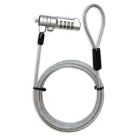Cablu de securitate pentru laptop Techly IQ-LOK-16-K Nano Slot (2.5 x 5.5 mm), lacat cu cifru 4 cifre, cablu din otel 1.8 m, argintiu