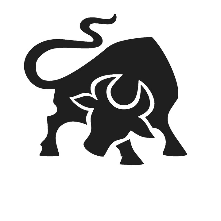 Sticker auto rezistent, taur v2, negru, 18cm