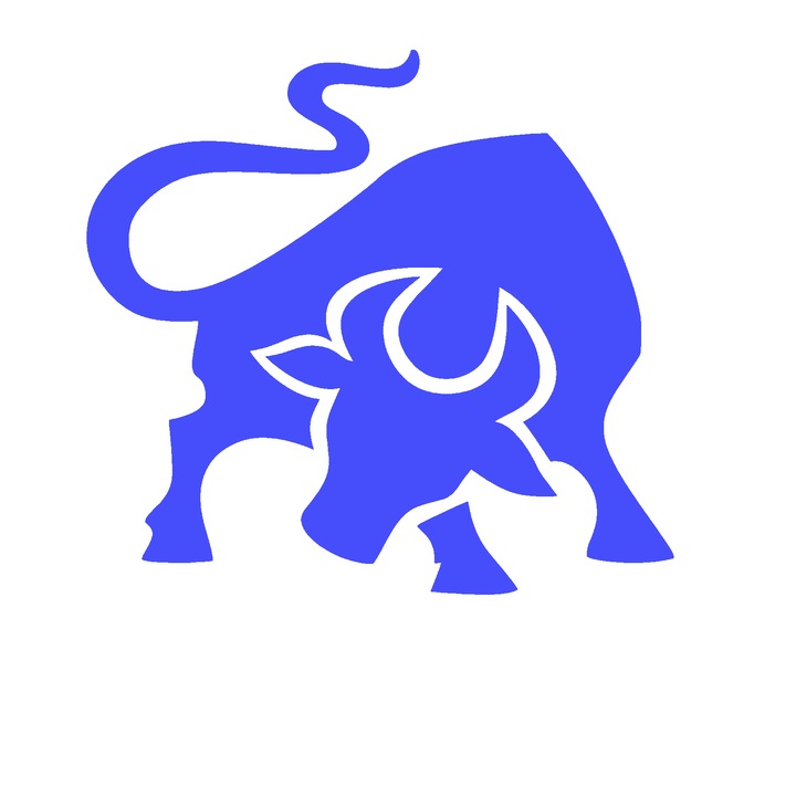 Sticker auto rezistent, taur v2, albastru, 18cm